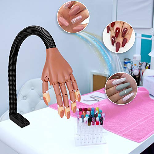  Nail Practice Hand, Professional Arylic Practice Hand with Nails, HoMove Nail Display Hand, Flexible & Adjustable Hand Practice Tool with False Nails for Acrylic Nail DIY