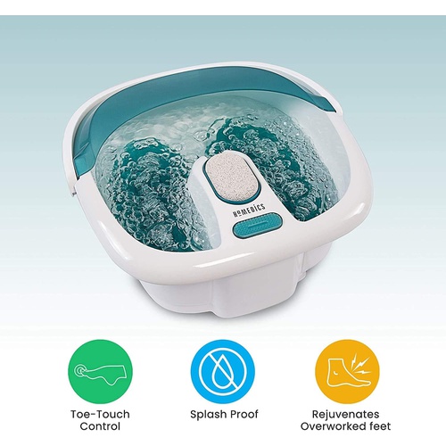  HoMedics Bubble Spa Elite Footbath, 2-in-1 removable pedicure center, Toe-touch control, Easy tote handle no-splash, FB-450H