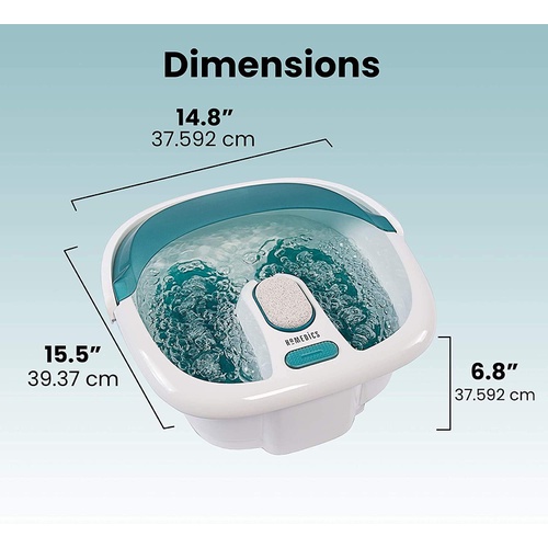  HoMedics Bubble Spa Elite Footbath, 2-in-1 removable pedicure center, Toe-touch control, Easy tote handle no-splash, FB-450H