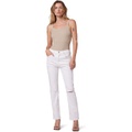 Hudson Jeans Thalia Straight Ankle wu002F Rolled Hem in White Mustang