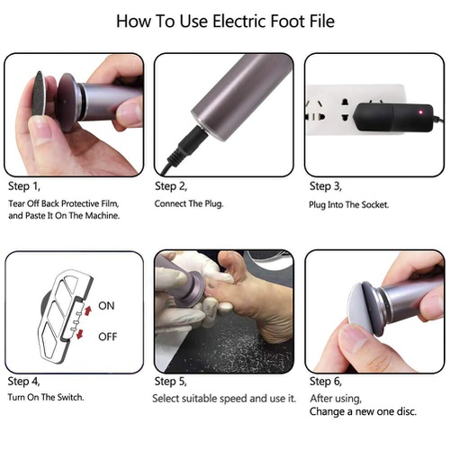  I.B.N Electronic Foot File (Adjustable Speed) with 60pcs Replacement Sandpaper Disk, Powerful Electric Callus Remover Pedicure Tool for Men Women Dead Hard Dry Skin (Silver Gray)