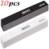 IBEET 10PCS Nail Files Buffers Set, Double Sided Emery Board 100/180 High Grit Manicure Fingernail File Tool for Nail Kit, Home Professional Nail File Tool Black and Off-white