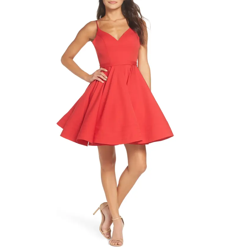 Ieena for Mac Duggal Fit & Flare Cocktail Dress_RED