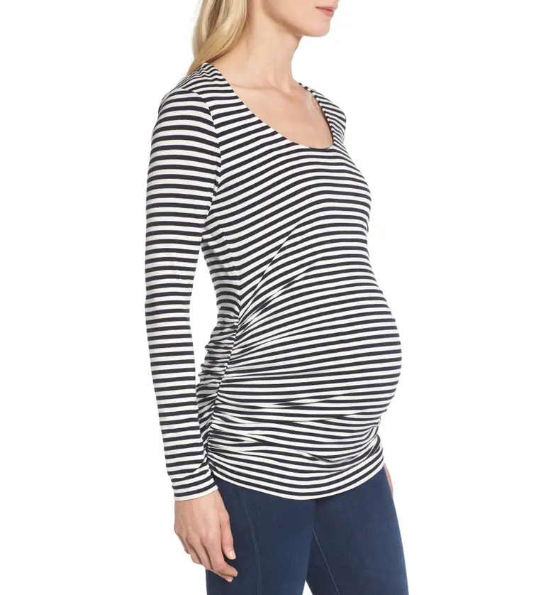  Isabella Oliver Arlington Stripe Maternity Tee_NAVY/ OFF WHITE