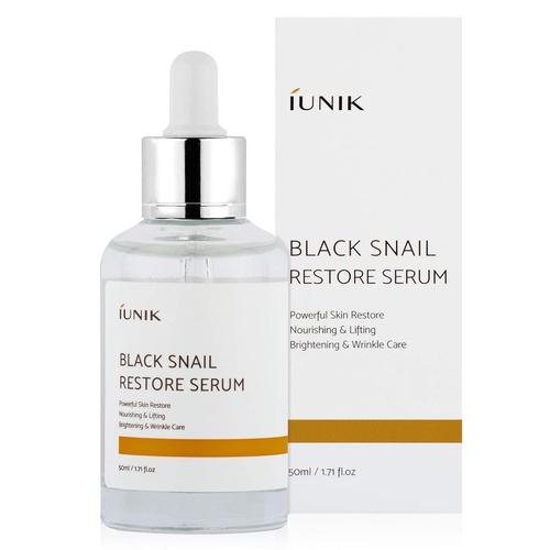  iUNIK Black Snail Restore Serum Repair Ampoule, 1.71 Fl Oz, - 70% Black Snail Mucin Secretion Filtrate  Soothing, Reduce & Fine Lines -Deep Nourishing, Moisturizing Serum Essence