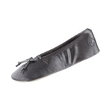 Isotoner Womens Satin Ballerina With Bow, Suede Sole Slipper, Mineral Soft Tie Bow, 95-105 US