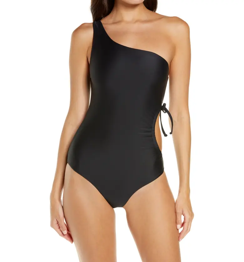 JADE Swim Sena One-Shoulder One-Piece Swimsuit_BLACK