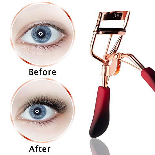  JDO Eyelash Curler Professional Lash Curler with Spring Loaded Extra Curl Eye Lash Curlers No Pinching Makeup Tool for Eyelashes Fits All Eye Shape (Rose Gold)