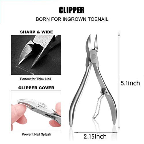  12PCS Ingrown Toenail Tool Ingrown Toenail Treatment Pedicure Tools，Ingrown Toenail Tool Kit Nail Clipper Set Pedicure Kit Ingrown Toenail Pedicure Tool By JTIEO…