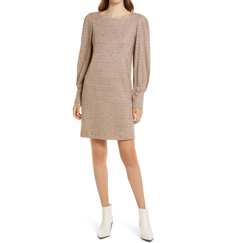 Julia Jordan Boatneck Long Sleeve Sweater Dress_OATMEAL