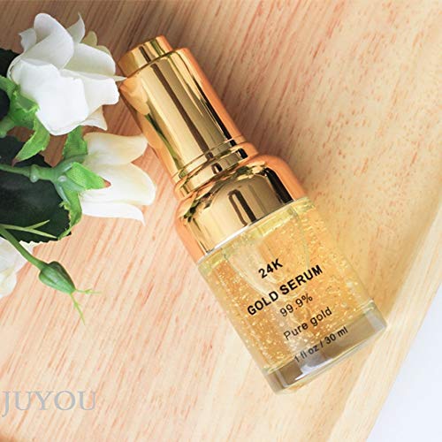  Gold Foil Essence to Shrink Big Pores 24K Gold Hexapeptide Stock Solution, JUYOU 24K GOLD SERUM, 99.9% Pure Gold SERUM, Suitable for All Skin Type (1Pack, 24K Gold SERUM)