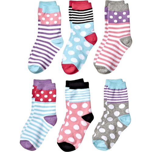  Jefferies Socks Dots and Stripes Crew 6-Pack (Toddler/Little Kid/Big Kid)