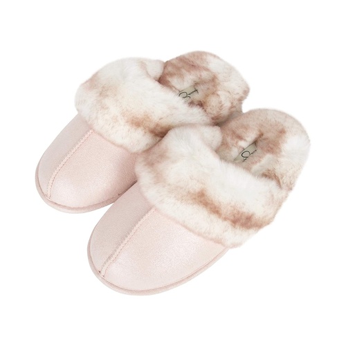 제시카심슨 Jessica Simpson Womens Comfy Faux Fur House Slipper Scuff Memory Foam Slip on Anti-Skid Sole