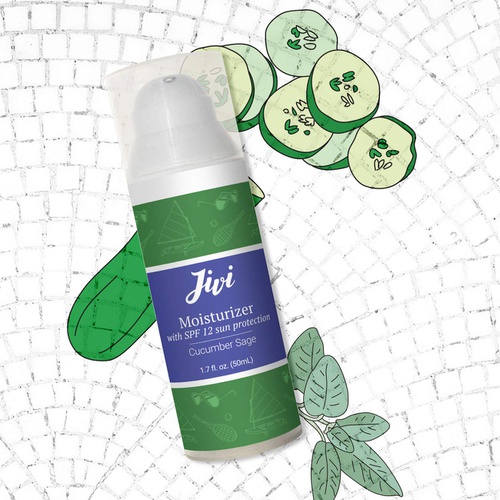  Jivi Face Moisturizer with SPF 12 Sun Protection (Cucumber Sage) | Reduces Redness and Prevents Sun Damage | 100% Natural with Organic Ingredients | Made for Sensitive and Oily Skin | 1
