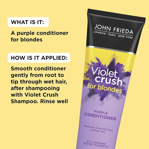  John Frieda Violet Crush Purple Shampoo, Shampoo for Brassy Blonde Hair, with Violet Pigments, 8.3 Ounce