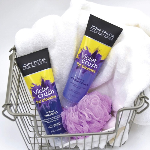  John Frieda Violet Crush Purple Shampoo, Shampoo for Brassy Blonde Hair, with Violet Pigments, 8.3 Ounce