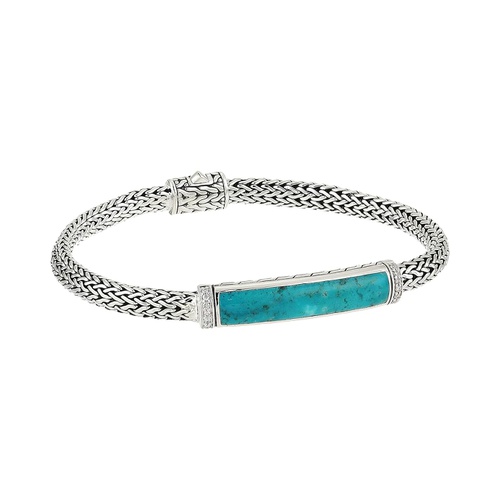 John Hardy Classic Chain Diamond Pave Bracelet with Turquoise