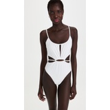 Jonathan Simkhai Genesis Strappy Solid Tie Front Cutout One Piece