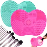 Jutoe 2PCS Makeup Brush Cleaning Mats,Silicone Makeup Brush Cleaner With Suction Cup,Portable Washing Tool Scrubber Pad For Brushes,Makeup Brush Cleaning Pad,Brush Scrubber Pad For Cosme