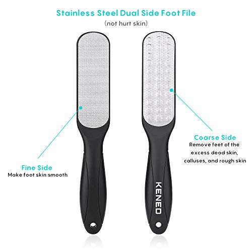  Foot Scrubber Pedicure Tools Rasp - 5 PCS KENED Foot File Callus Remover For Feet To Remove Hard Skin - 2 X Stainless Steel Black, 3 X Plastic White