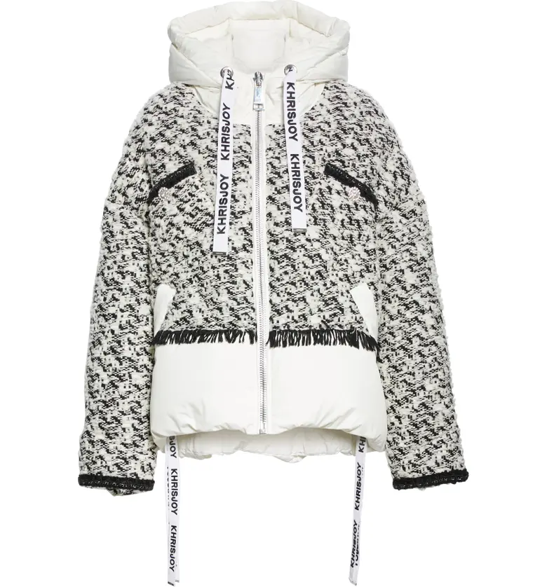  KHRISJOY Khris Tweed Down Puffer Jacket_BLACK WHITE