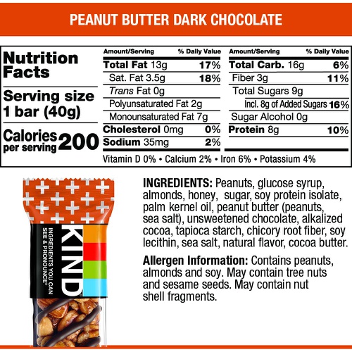  KIND KIND KIND Bars, Peanut Butter Dark Chocolate, 8g Protein, Gluten Free, 1.4 Ounce Bars, 24 Count