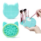 KING MOUNTAIN 3 in 1 Silicone Makeup Brush Cleaner Mat, Makeup brush drying rack.Brushes drying rack can be separated from the cleaning pad, portable washing tool for makeup.