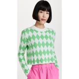 KITRI Rory Green Diamond Checker Sweater