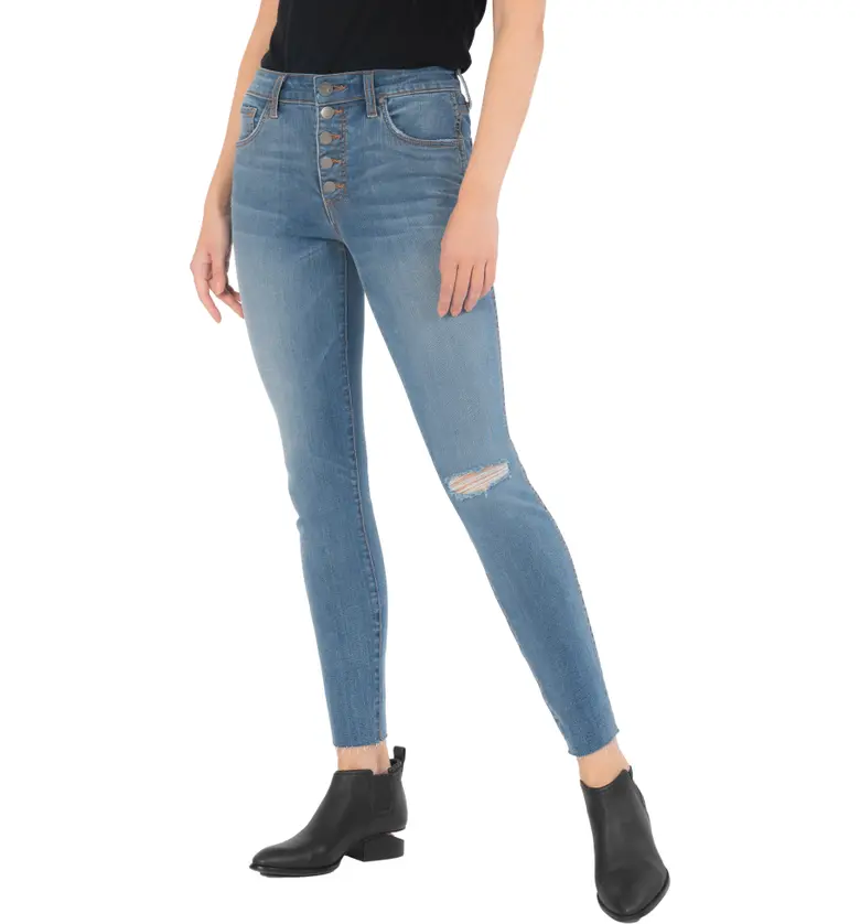 KUT from the Kloth Donna Fab Ab Ripped Exposed Button Ankle Skinny Jeans_CONSIDER