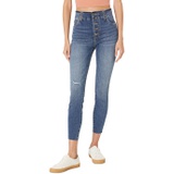 KUT from the Kloth Connie High-Rise Fab AB Skinny Raw - Button Fly Side in Knightly