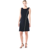 Karl Lagerfeld Paris Womens Solid Sheath Dress with Bow Shoulder and Pearls