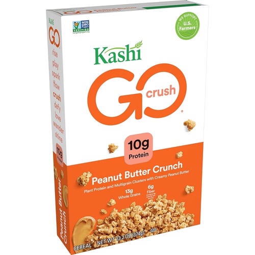  Kashi GO, Breakfast Cereal, Peanut Butter Crunch, Good Source of Protein and Fiber, 13.2oz Box