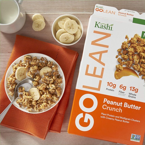  Kashi GO, Breakfast Cereal, Peanut Butter Crunch, Good Source of Protein and Fiber, 13.2oz Box