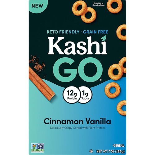  Kashi GO, Breakfast Cereal, Cinnamon Vanilla, Keto Friendly, Good Source of Protein, 7oz Box(Pack of 8)