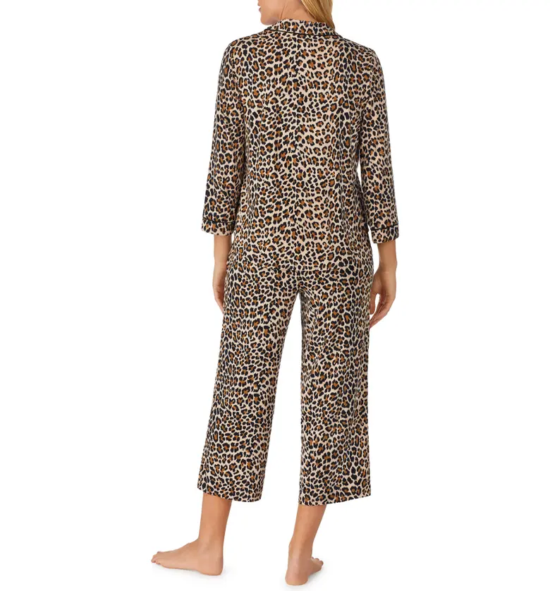 케이트스페이드 kate spade new york animal print jersey crop pajamas_BROWN ANIMAL PRINT