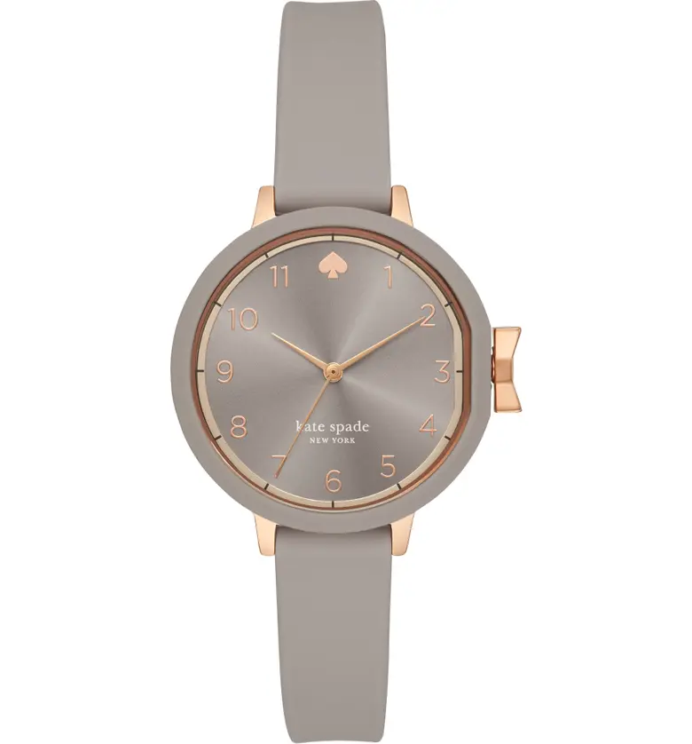 kate spade new york park row silicone strap watch, 34mm_GREY/ ROSE GOLD