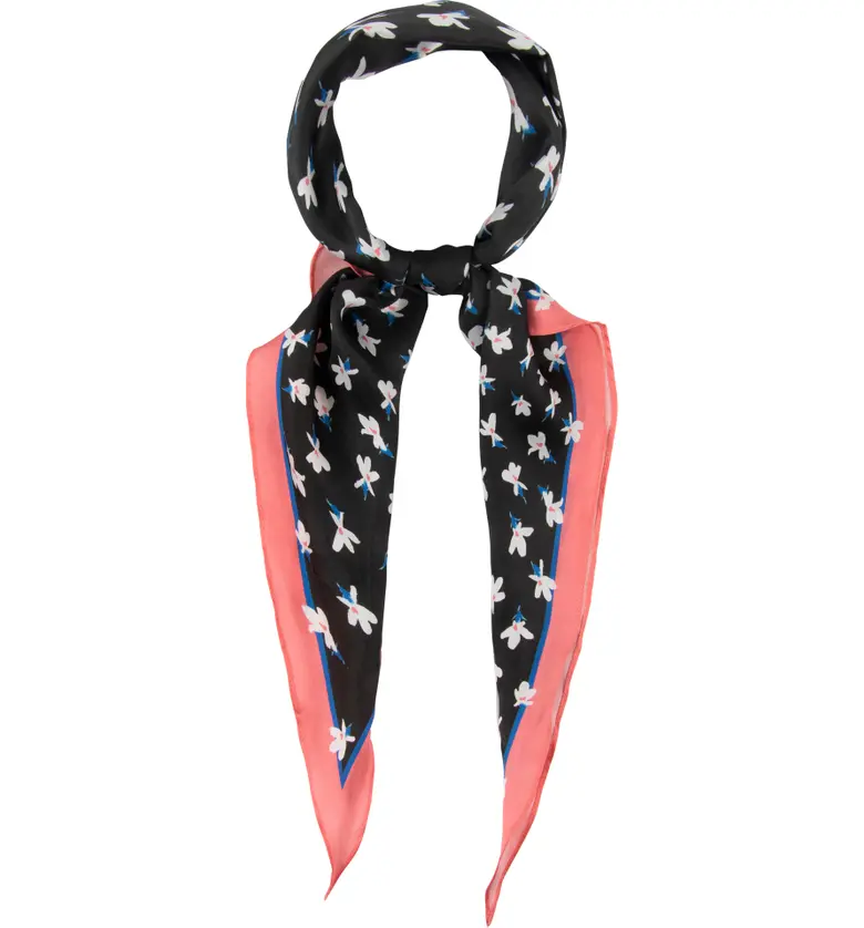 kate spade new york bright bloom diamond silk scarf_BLACK