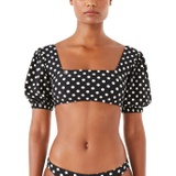 Kate Spade New York Lia Logo Dot Puff Sleeve Bikini Top