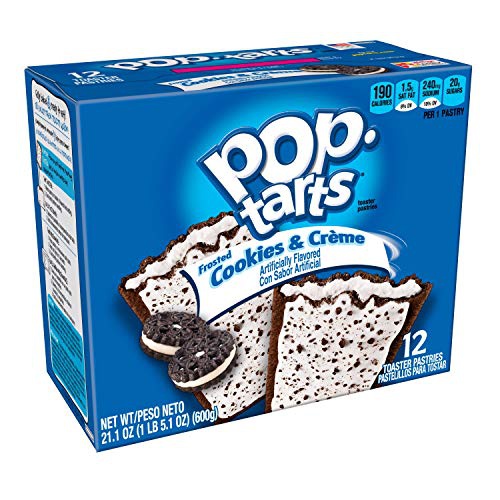  Kelloggs Pop-Tarts Breakfast Toaster Pastries, Frosted Cookies and Creme Flavored, 21.1 oz (12 Count)
