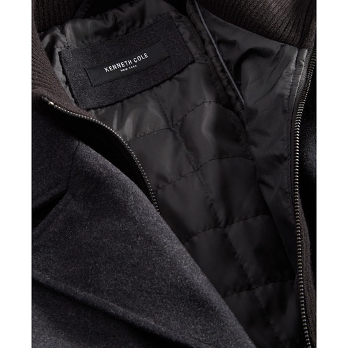  Mens Double Breasted Wool Blend Peacoat with Bib