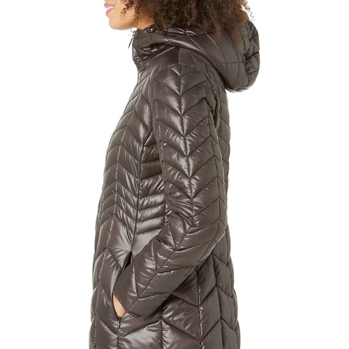  Kenneth Cole New York Multi Quilt Hooded Cire Coat