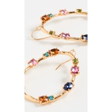 Kenneth Jay Lane Fishhook Earrings with Multi Colored Stone