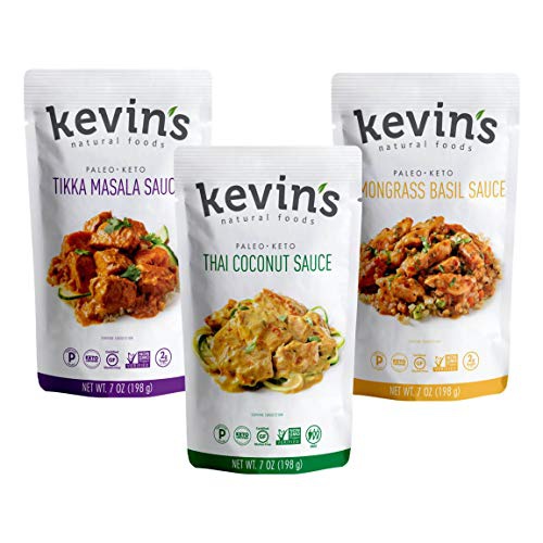  Kevins Natural Foods Tikka Masala Sauce - Keto and Paleo Simmer Sauce - Stir-Fry Sauce, Gluten Free, No Preservatives, Non-GMO - 3 Pack (Tikka Masala)