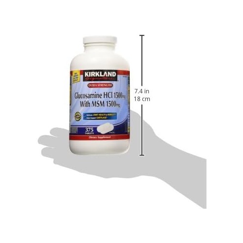  Kirkland Signature Extra Strength Glucosamine HCI 1500mg With MSM 1500 mg 375 Tablets (Pack of 2)