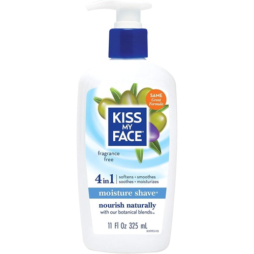  Kiss My Face Moisture Shave Fragrance Free 4-in-1 Pump, 11 Fl Oz (Pack of 2)