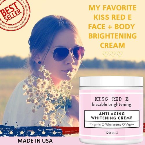  KissRedE Whitening Cream for Face. Skin Lightening Cream for Dark Spots, Blemishes. Natural Hands Body Moisturizer for Women Men 4 OZ.