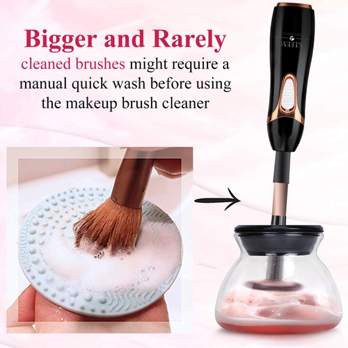  Kleem Organics Makeup Brush Cleaner and Dryer Machine, Electric Cosmetic Automatic Brush Spinner with Rubber Collars, Wash and Dry in Seconds, Deep Cosmetic Brush Spinner for Makeup Brushes