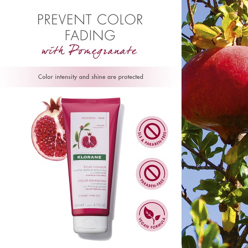  Klorane Sulfate Free Anti-Fade Shampoo with Pomegranate for Color Treated Hair, Color Protection, Adds Vibrancy and Shine