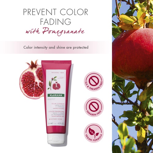  Klorane Sulfate Free Color Enhancing Leave-in Cream with Pomegranate, Protect & Extend Color Treated Hair, Anti-Fade, 4.2 oz.
