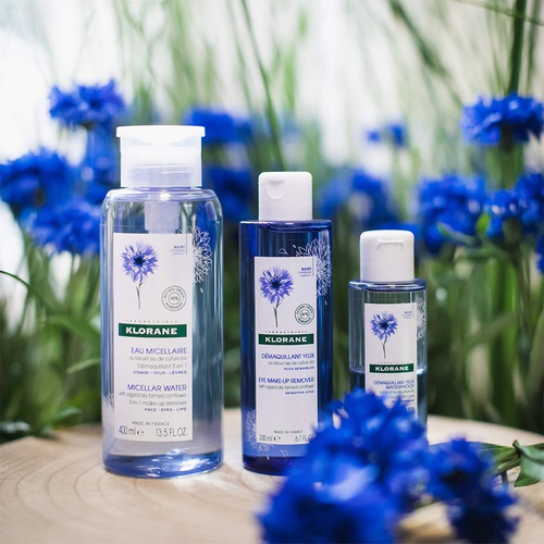  Klorane Eye make-up remover with organically farmed cornflower, for sensitive skin, oil, fragrance and sulfate free